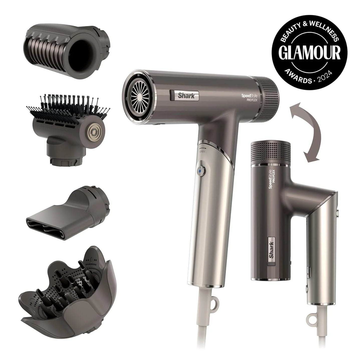 Shark SpeedStyle Pro Flex High-Velocity Dryer, Scalp Shield, HD542