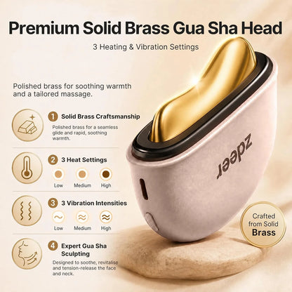 ZDEER GS5 Electric Heated Gua Sha Kit, Red Light Face Massager Tool, Pink