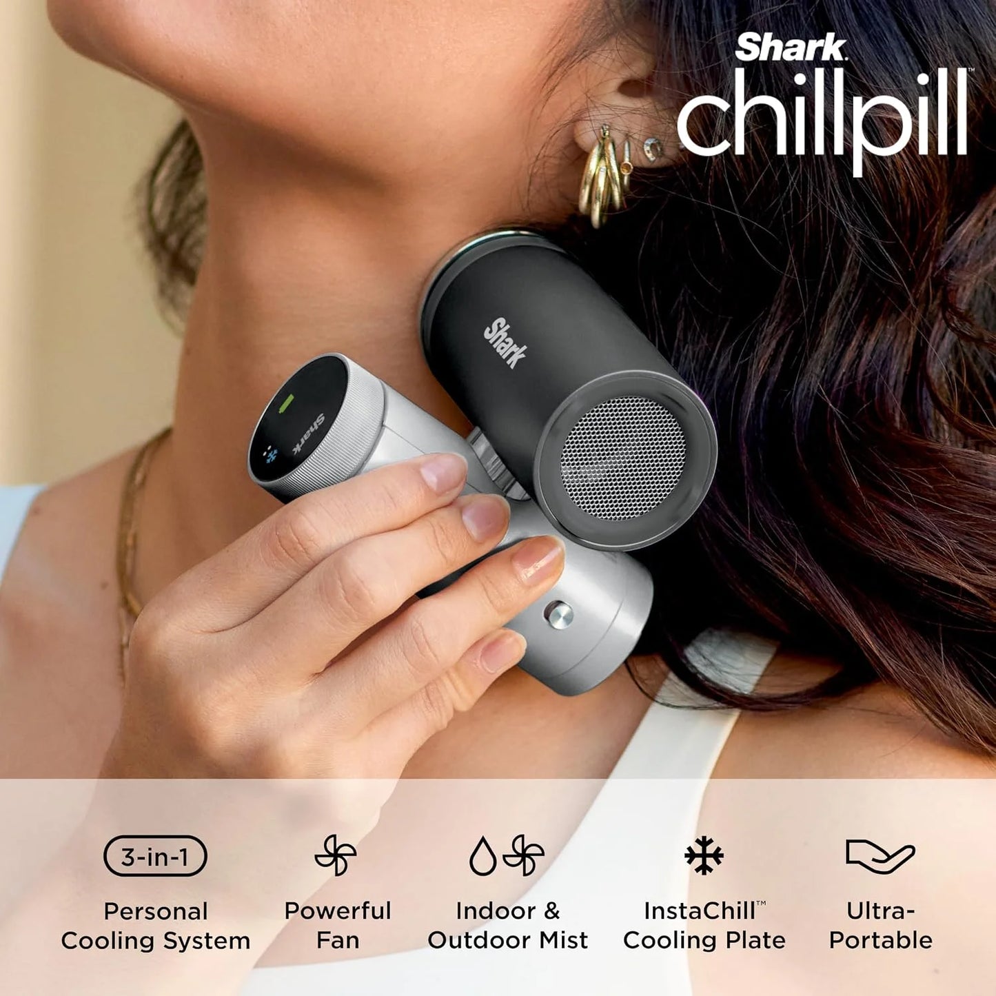 Shark ChillPill 3-in-1 Fan, Mist and Cooling Plate, Carbon, FA022