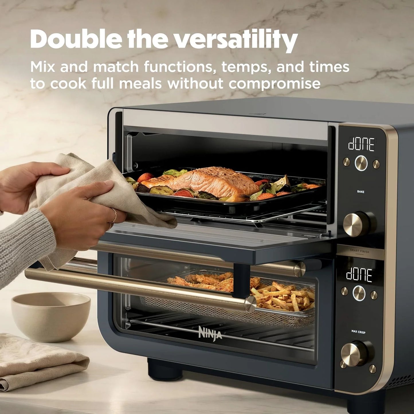 Ninja Double Oven Pro Smart XL, 30.2 Qt, 12-in-1, Cyberspace, DCT801BL