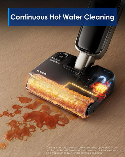 Tineco Floor ONE S9 Master Wet Dry Vacuum Cleaner, StreakFree Scraper, ThermoBlast Tech, Hot Water Mopping, 3.9inch Ultra-Slim Body, 23kPa Suction, Flashdry Self-Cleaning System