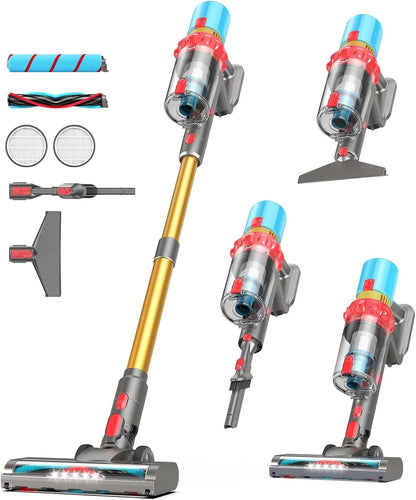 Cordless Vacuum Cleaner, 600W/55KPa/75Min Powerful Stick Vacuum Cleaner
