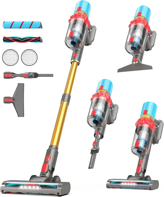 Cordless Vacuum Cleaner, 600W/55KPa/75Min Powerful Stick Vacuum Cleaner