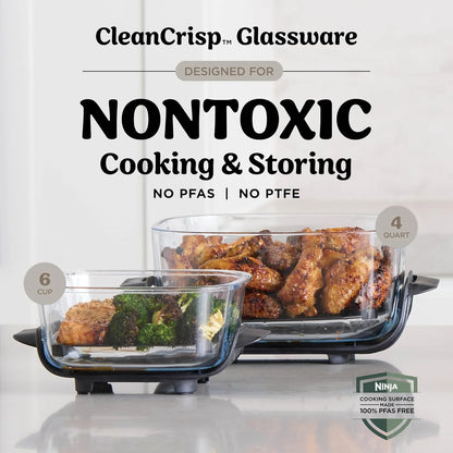Ninja Crispi Glass Air Fryer, 4-in-1, Stone, FN101ST