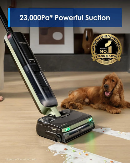 Tineco Floor ONE S7 Master Wet Dry Vacuum Cleaner, 23kPa Suction Vacuum Mop with DustReveal Green Headlight, 65 Min Runtime, 185°F Flashdry, 3.9inch Ultra-Slim Stretch Mop