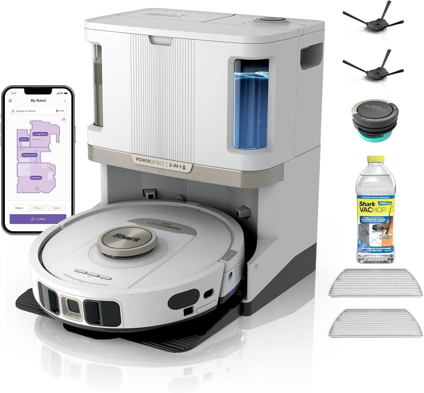 Shark PowerDetect NeverTouch Pro Robot Vacuum & Mop, White, AV2810ZEWH